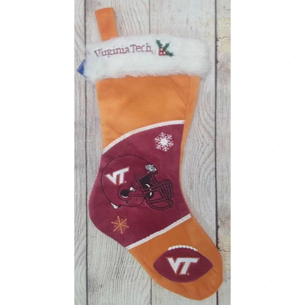 Forever Collectibles Virginia Tech Holiday Christmas Stocking Orange Red 17.5"
